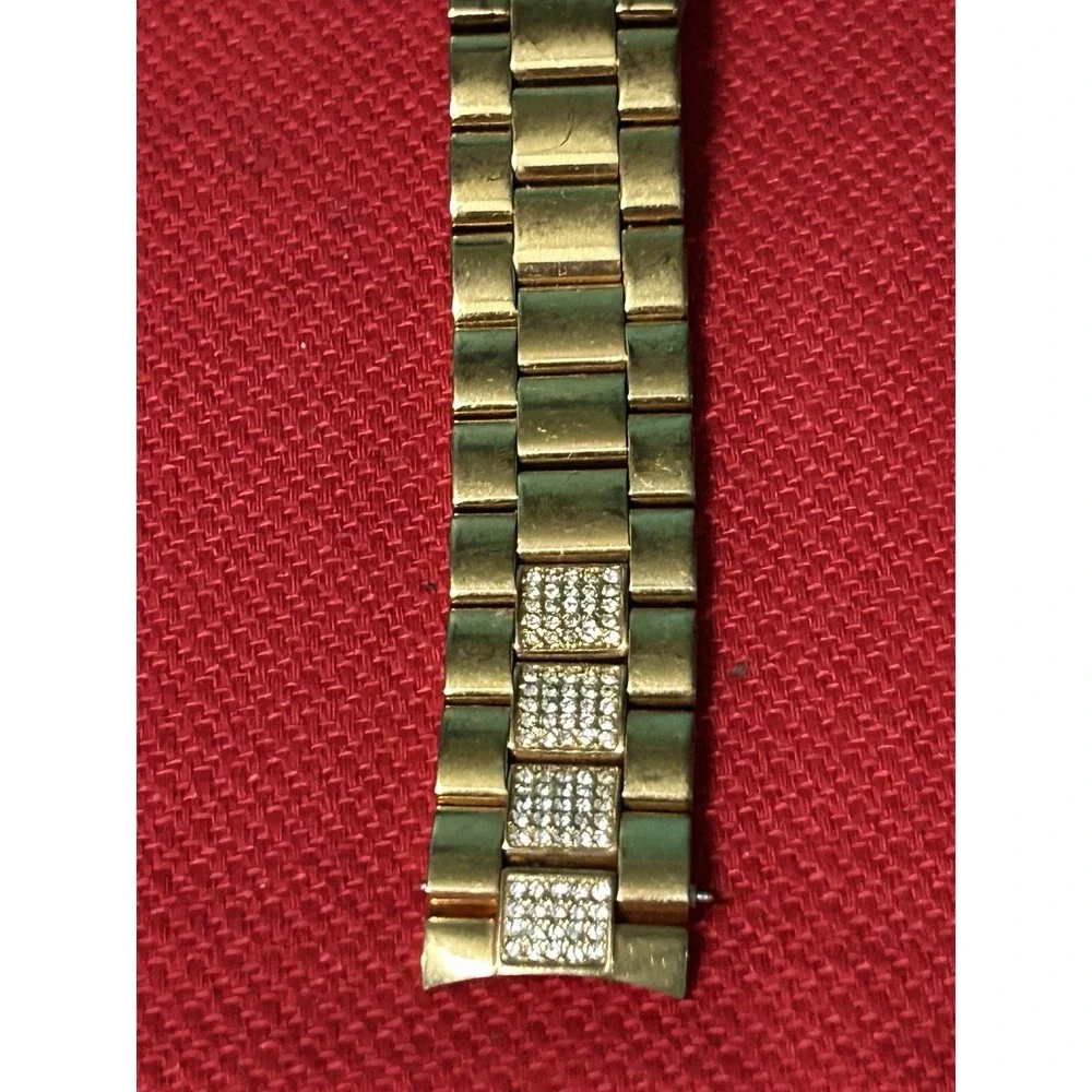 Fossil Watch Band 18mm Gold Tone Featuring Crystal Accents Stainless Steel New